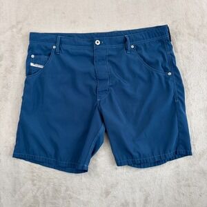 VTG Diesel Beachwear Hybrid Shorts Men 36 Blue Drawstring Pockets 7" Inseam Swim